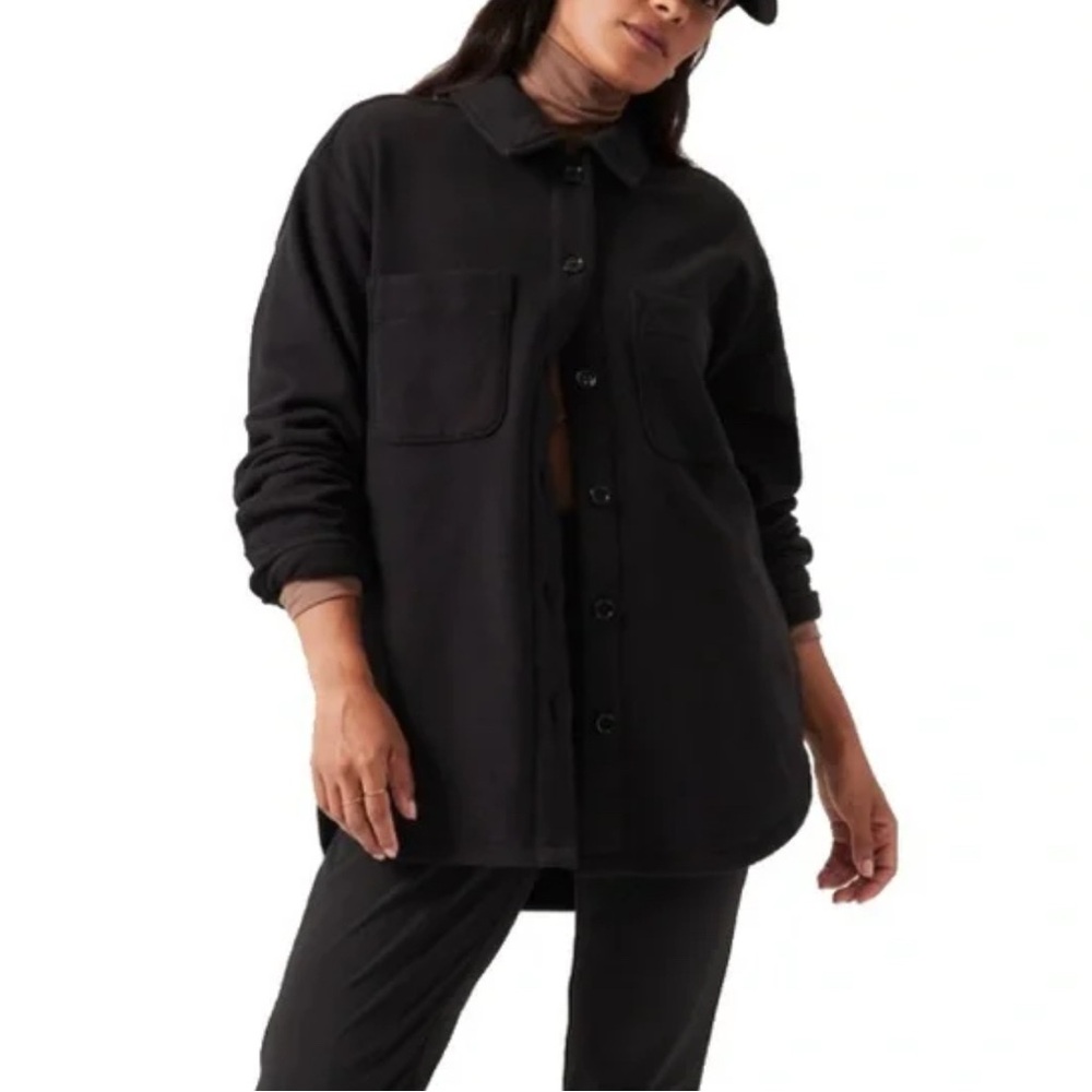 Athleta Retroplush Shirt Jacket Black New